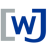 Lake Constance-Upper Swabia Junior Chamber Logo featuring a stylized blue letter "W" enclosed partially by gray and blue brackets, symbolizing a focused or highlighted section.