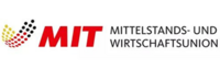 Small and Medium-sized Enterprises and Economic Union Logo of MIT Mittelstands- und Wirtschaftsunion, featuring the acronym "MIT" in bold red letters alongside the full name in black text and a dotted design in black, red, and yellow, representing the organization's focus on small and medium-sized enterprises and economic policy.